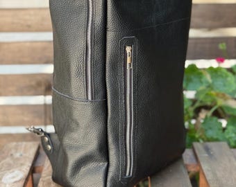 Convertible - Leather Backpack, Black, Brown, Green, 15L - 25L options. Laptop pocket premium leather, Citypack, Daily use