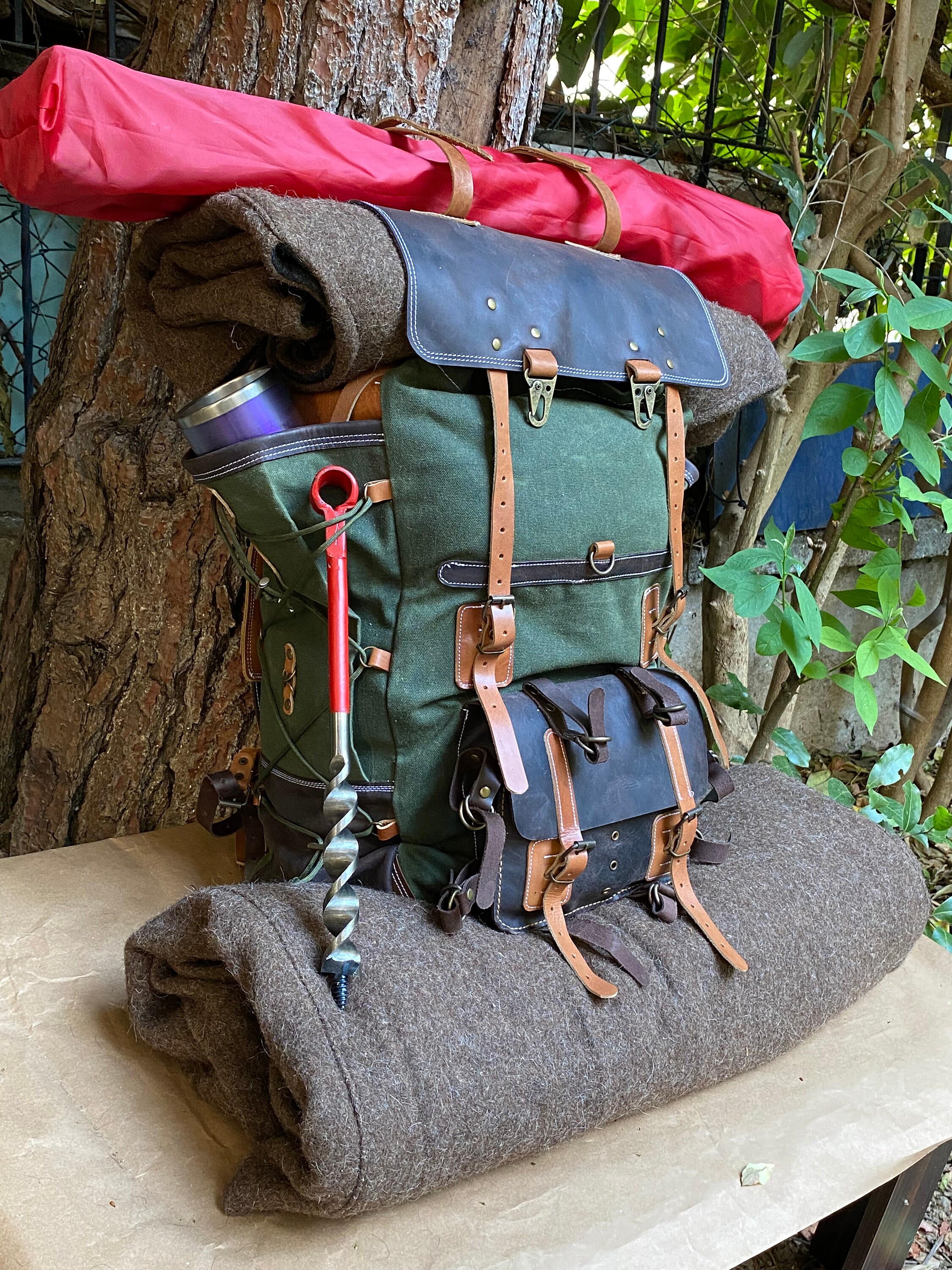 Unique Handmade Canvas Backpack 50 L Personalization Leather Backpack Bushcraft Bag Travel Camping Hunting Fishing Sports Bag Etsy