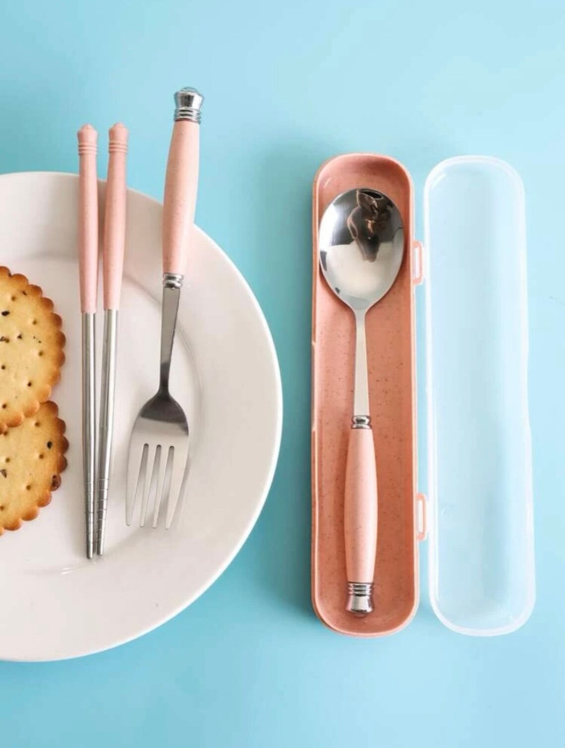 Four Piece Travel Cutlery Set / Portable Cutlery / Lunch / Etsy