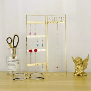 Foldable Gold/Rose Gold Jewellery Holder / earring / necklace / display stand, ring, bracelet, hanger box / gifts / letterbox / birthday /