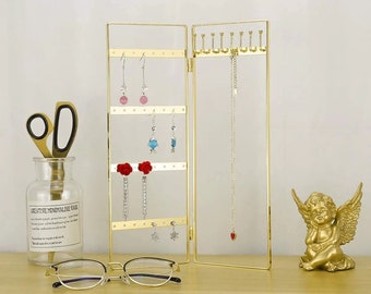 Foldable Gold/Rose Gold Jewellery Holder / earring / necklace / display stand, ring, bracelet, hanger box / gifts / letterbox / birthday /