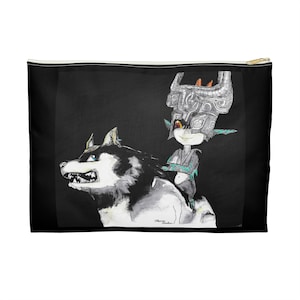 Midna and Wolf Link, pochette pour accessoires recto-verso, trousse à crayons, trousse à maquillage, cadeau pour gamer, cadeaux pour gamer girl