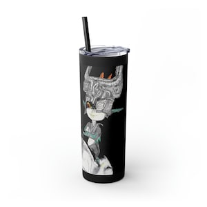 Midna and Wolf Link gobelet maigre avec paille, 20 oz, oeuvre d&#39;art, cadeau pour joueur, aquarelle, oeuvre d&#39;art inspirée de la princesse du crépuscule