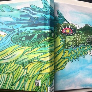 Hardcover Naydra Inspired Journal-Watercolor Dragon Painting,Dragon Fan,BOTW fan,gamer gift,nerd gift,Game Art,fantasy,Handmade