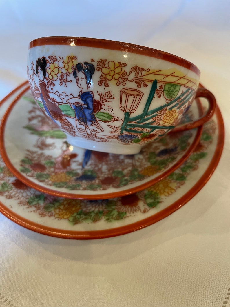 Vintage Japanese Tea Cup Saucer and Plate Set Etsy