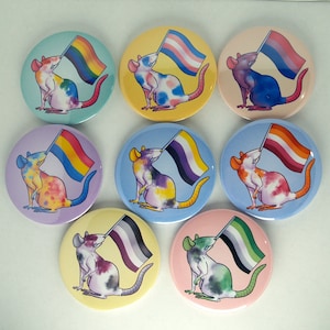LGBTQ+ Pride Rat Pin Badges 58mm