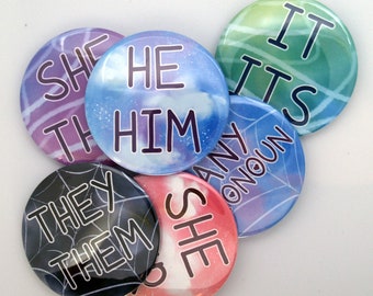 CUSTOM pronoun badge, any pronoun or neopronoun available, 58mm