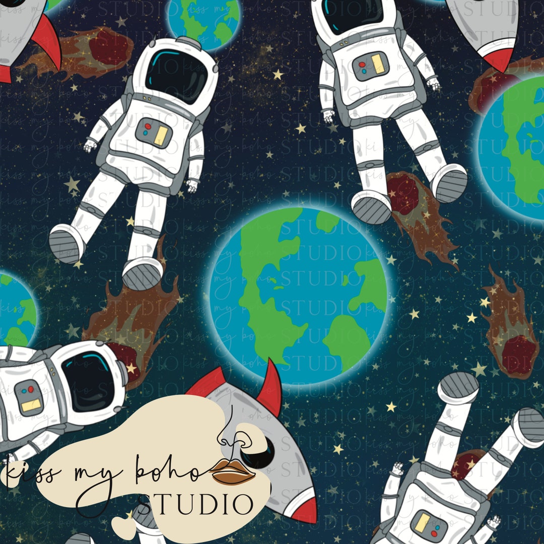 Outer Space Seamless File, Astronaut Digital Design - Etsy