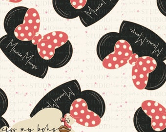Girl Mouse Seamless File, Magical Digital Pattern, Summer Parks Repeating Pattern, Clothes Design