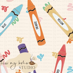 Crayon Seamless File, Back to School Digital Design, Teacher Clothes Design