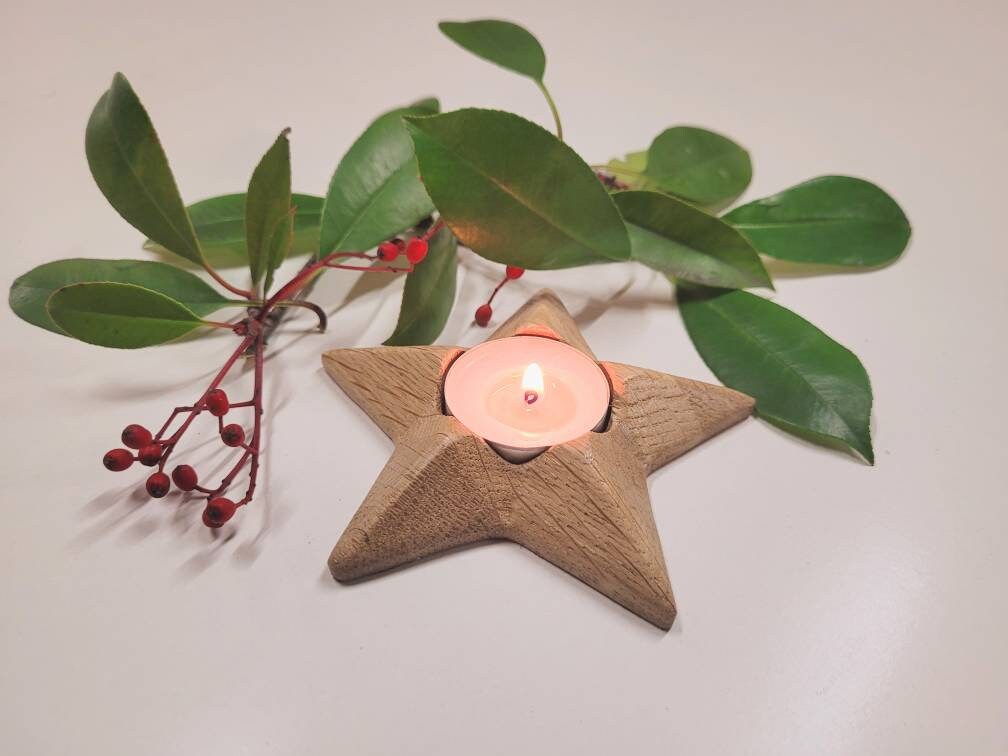 Bougeoir Étoile en Bois