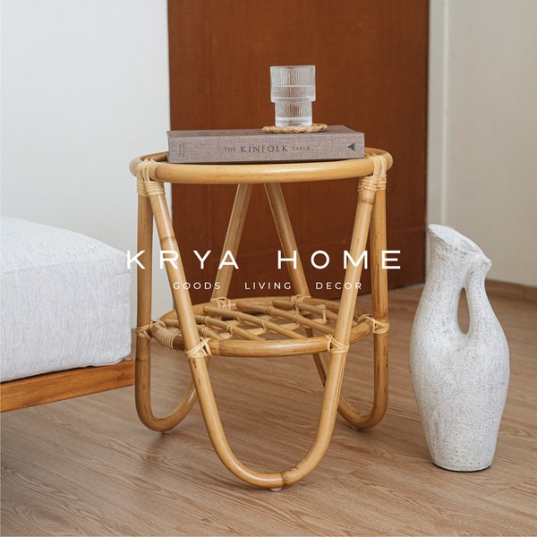 Rattan Side Table Etsy