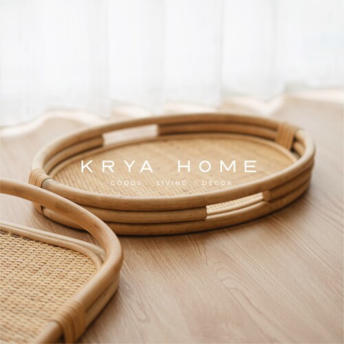 Rattan Tray Round Coffee Table Serving Tray Handwoven Basket Etsy