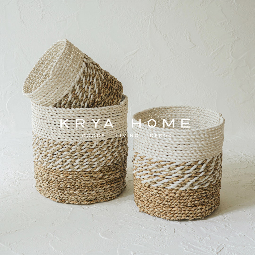 Seagrass Basket Set of 3 Seagrass Hand Woven Storage Basket Seagrass ...