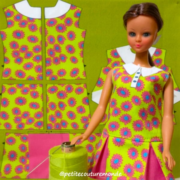 Mod Barbie | Cut N Sew Dress | DIY Doll Dress | Sewing Panel | Integrity Doll Dress |retro doll dress |  Vintage Barbie Size