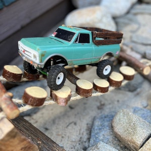 Rock Crawler Bridge &#39;Round Applewood 15” for RCs 1/24, 1/18 SCX24 Obstacle Accessory Course Track.