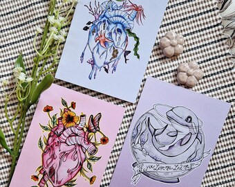 Postcard Set "Hearts for Nature" with Anime/ Manga Art Print