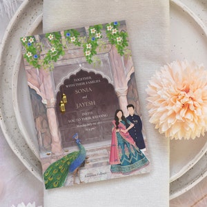 Convite de casamento indiano, modelo de casamento personalizado, casamento elegante, modelo de casamento indiano editável, convite de casamento personalizado