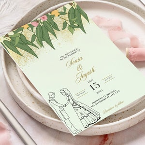 Invito a nozze indiano, invito a nozze elegante, invito a nozze personalizzato, invito a nozze personalizzato, invito a nozze floreale