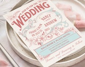 Vintage Wedding Invitation, retro wedding invitation, customizable wedding invitation, personalized wedding Invitation, save the date, RSVP