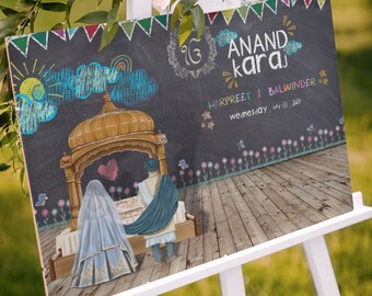 Sikh Welcome Wedding Sign Anand Karaj as Anand Karaj Welcome Sign, Sikh Wedding signs & Sikh Wedding Welcome Sign, chalk board design sign