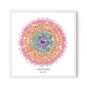 Good Words Mandala - Hebrew Calligraphy Art, Fine Art Print, Mindfulness Art, Mandala Art, Unique Gift for Rosh Hashana, Stand with Israel
