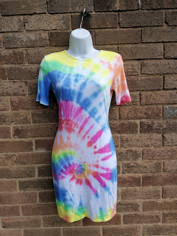 Tie-Dye Rainbow Bodycon Dress Size 8