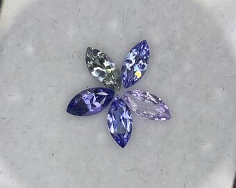 Ädelstensset med markis-tanzanit: 1,16 ct, 6 x 3 mm