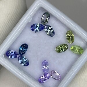 Natural Tanzanite 12 Different colours Oval shape,Total pieces~12~ 3.10 Ct Weight Size ~ 5 × 3 MM, beutiful collection for Jewellery Making