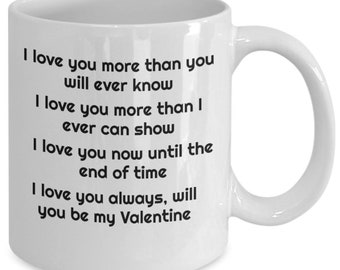 Taza de café de 325 ml con la frase "Te quiero más", regalo romántico
