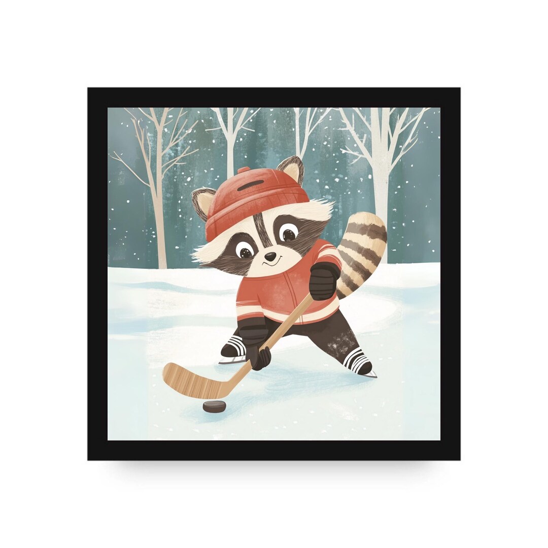 Racoon Riley Riley the Ice Hockey Raccoon Canvas by Dancing Littles Jungle - Etsy