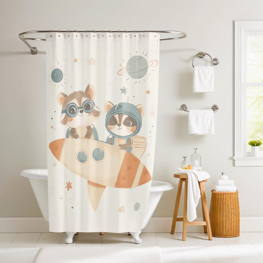 Ronchy Rizzo Rocky & Rizzo the Racoons Shower Curtain by Dancing Littles Jungle - Etsy