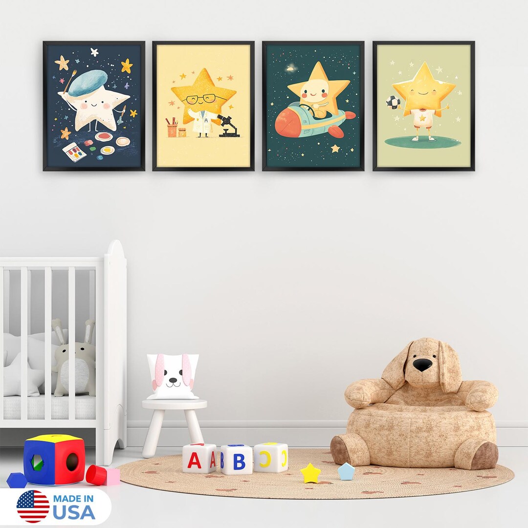 Star Creators Space Nursery Prints – Playful Kids Wall Art, Set of 4 - Etsy