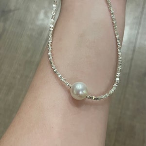 Fresh water pearl necklace with S925 length adjustable clip