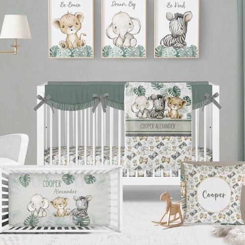 Jungle Baby Crib Bedding Set Safari Nursery Elephant Lion Etsy