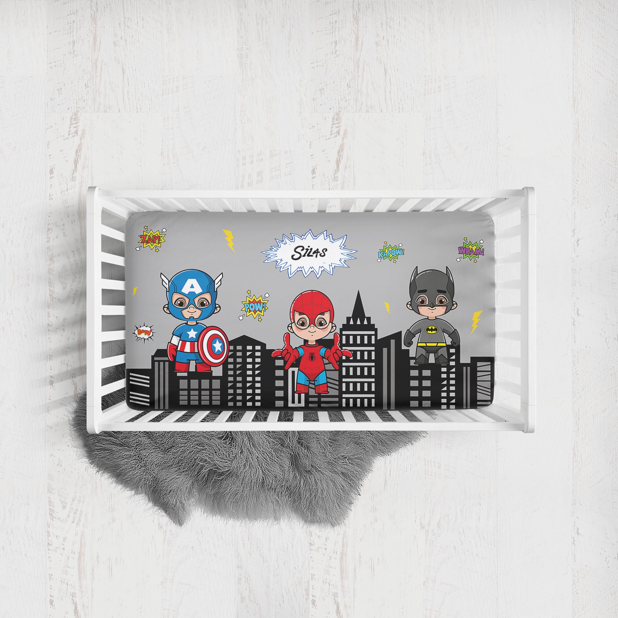 Baby Superhero Crib Bedding Set Boy Superhero Crib Bedding Etsy