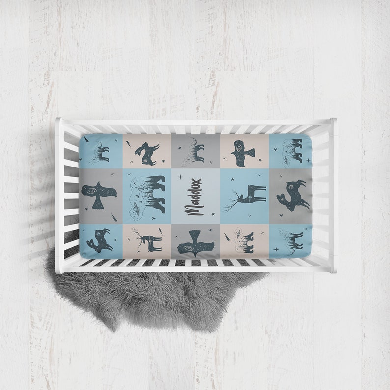 Woodland Celestial Crib Bedding Set Crib Bedding Set Boy Etsy