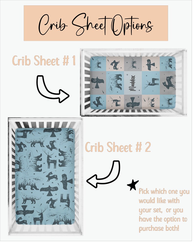 Woodland Celestial Crib Bedding Set Crib Bedding Set Boy Etsy