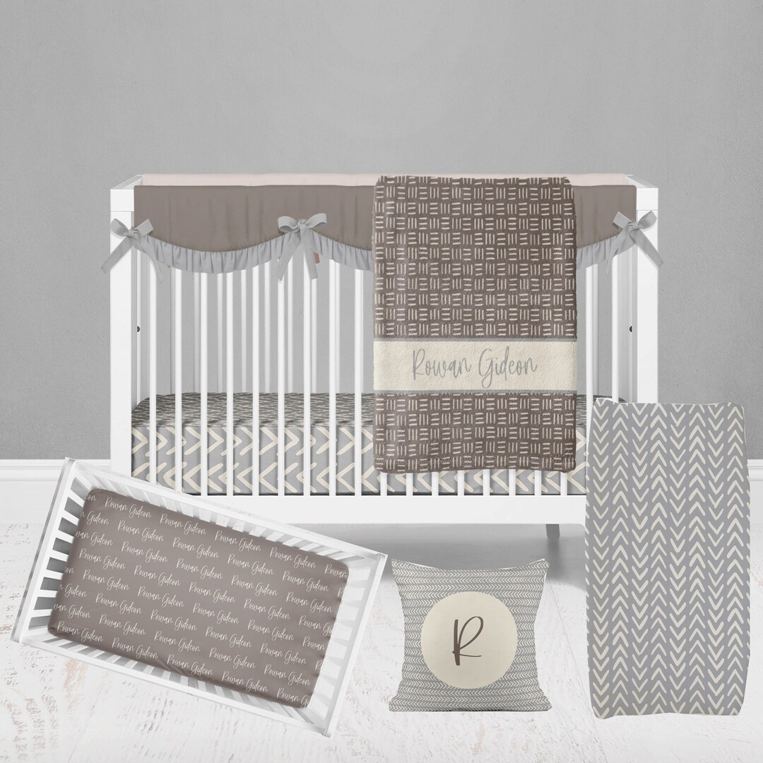 Boho Neutral Crib Bedding Set Neutral Nursery Set Etsy