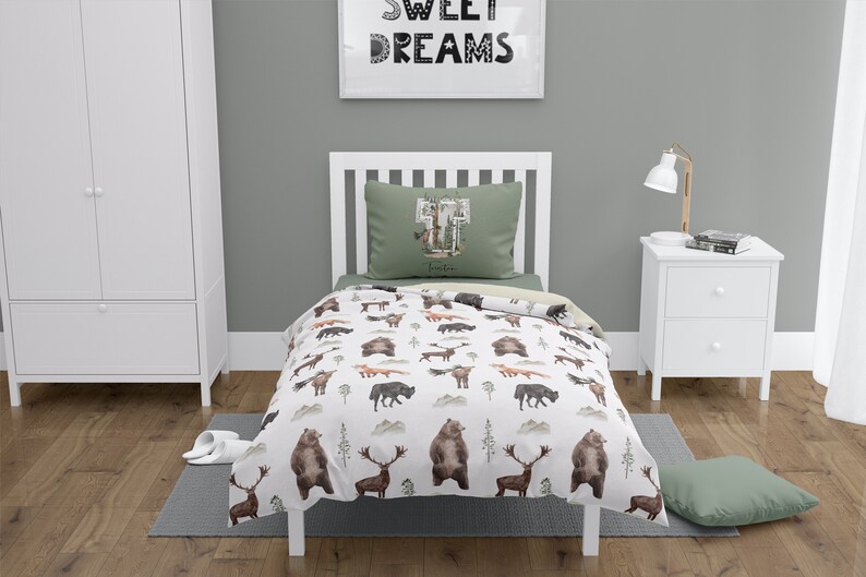 Woodland Bedding Set Boys Bedding Set Toddler Boy Woodland Etsy