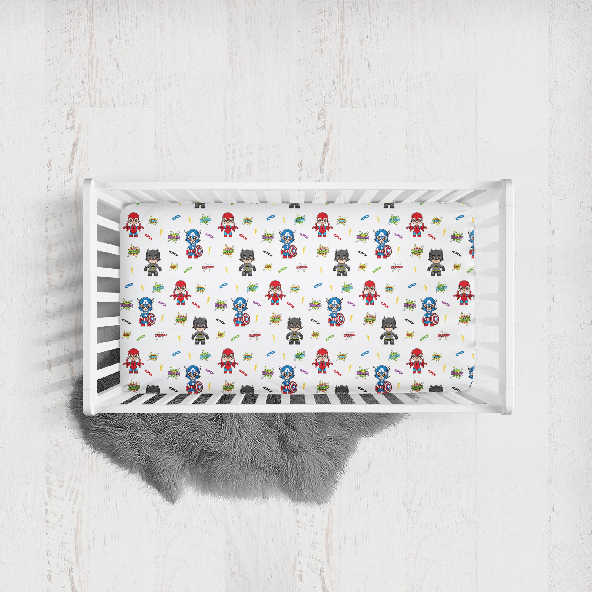 Baby Superhero Crib Bedding Set Boy Superhero Crib Bedding Etsy