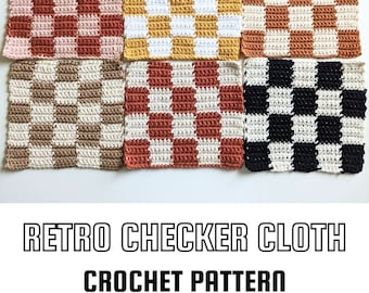 Retro Checker Cloth Crochet Pattern x Summer Crochet x Crochet Dishcloth x Crochet Cloth Pattern x Crochet Cloth x Crochet Checkers