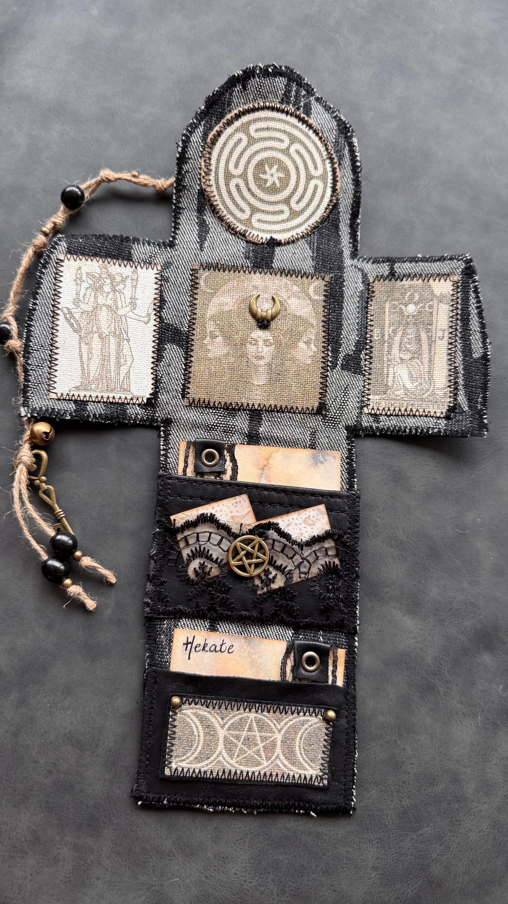 Hekate pocket altar shrine genuine leather