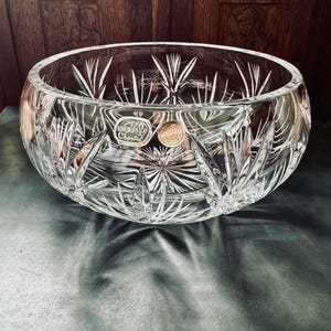 Vintage Bohemia Czech Crystal Bowl 24% Lead Crystal Cut Glass Star Pattern Altar Bowl Retro Home Decor Bohemian