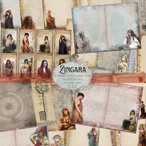 ZINGARA Vol.2 Digitals - Páginas de diario imprimibles, tarjetas de diario, papel imprimible para art & junk journal, gypsy, boho, boho style