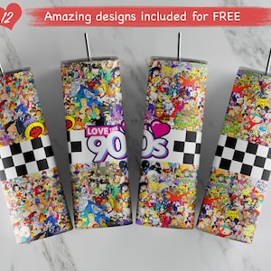 90s Liebe Becher Design Vorlage für Sublimation | 20oz dünner Becher | png download