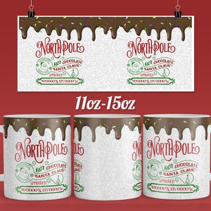 Warme chocolademelk gesublimeerd koffiemok ontwerp voor 11 & 15oz mok - Klaar om te persen mok sublimatie ontwerpen Wrap - PNG-sjabloon Download