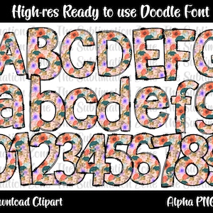 Doodle Alphabet Letters Strawberry PNG Download, 0-9 , a-z, A-Z  Alphabet & numbers sublimation png, Sublimation Alpha Numeric Set Designs