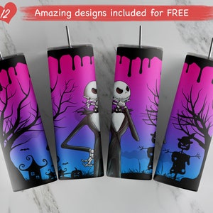 20Oz Skinny tumbler jack skellington nightmare Tumbler Design for | sublimation designs Download | horror tumbler designs png file