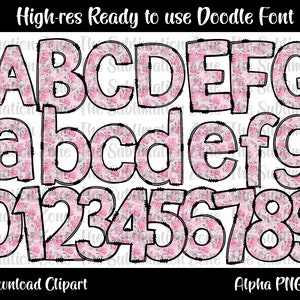 Doodle Alphabet Letters Strawberry PNG Download, 0-9 , a-z, A-Z  Alphabet & numbers sublimation png, Sublimation Alpha Numeric Set Designs
